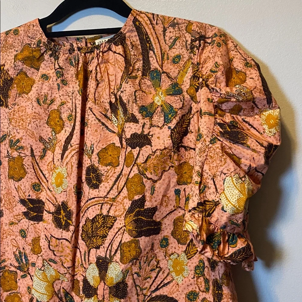 Ulla Johnson Joni Blouse Women’s 2 Multicolor Floral Cotton Boho Puff-Sleeve Top
